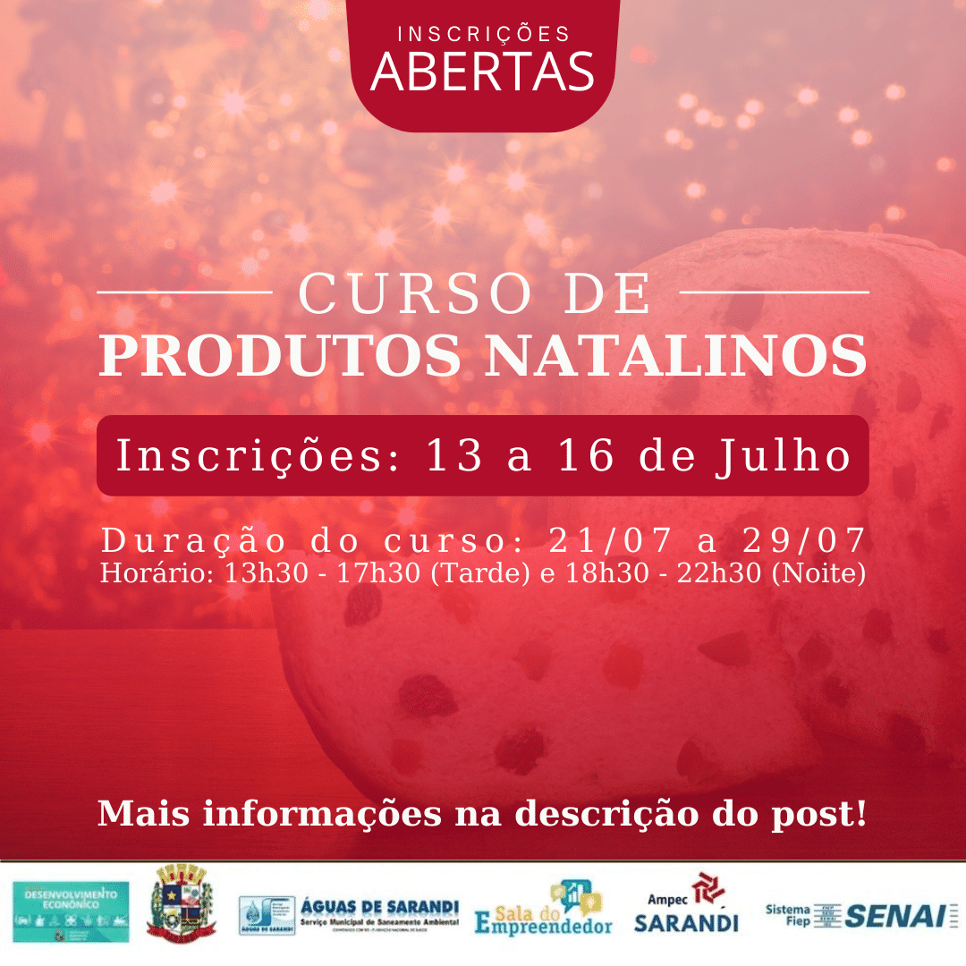 Curso gratuito de Produtos Natalinos - Vagas Limitadas